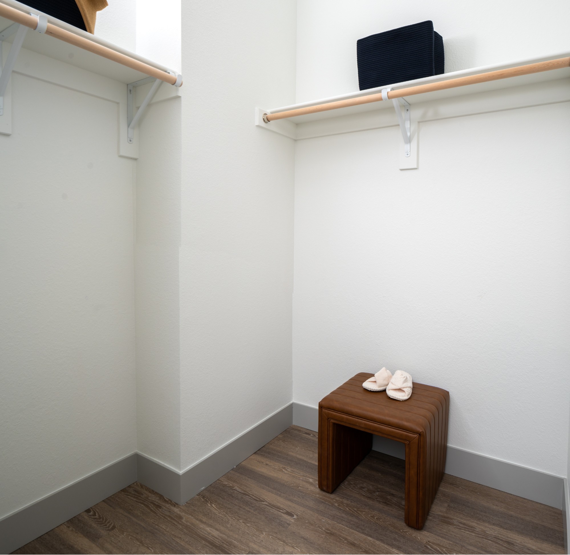 Walk-in closet with shelves at Legacy Metro 525