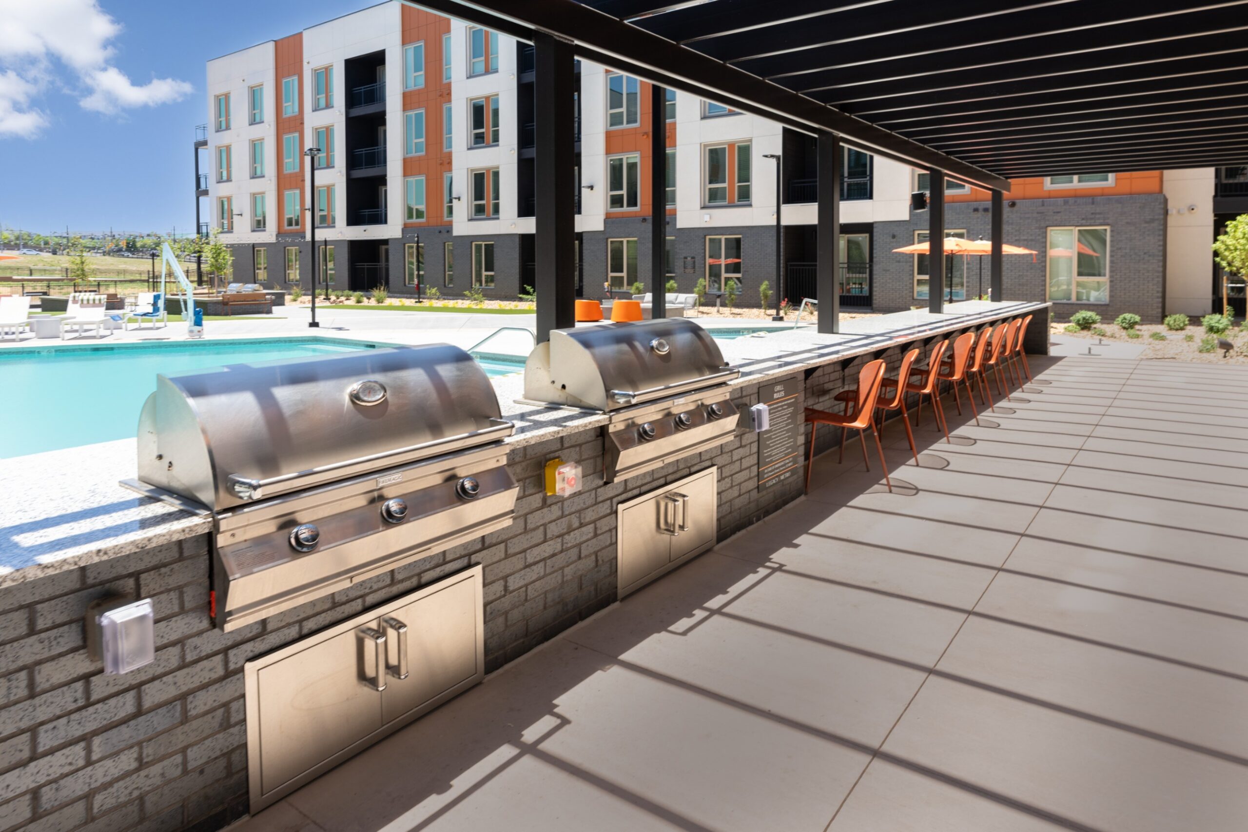 Poolside grilling area