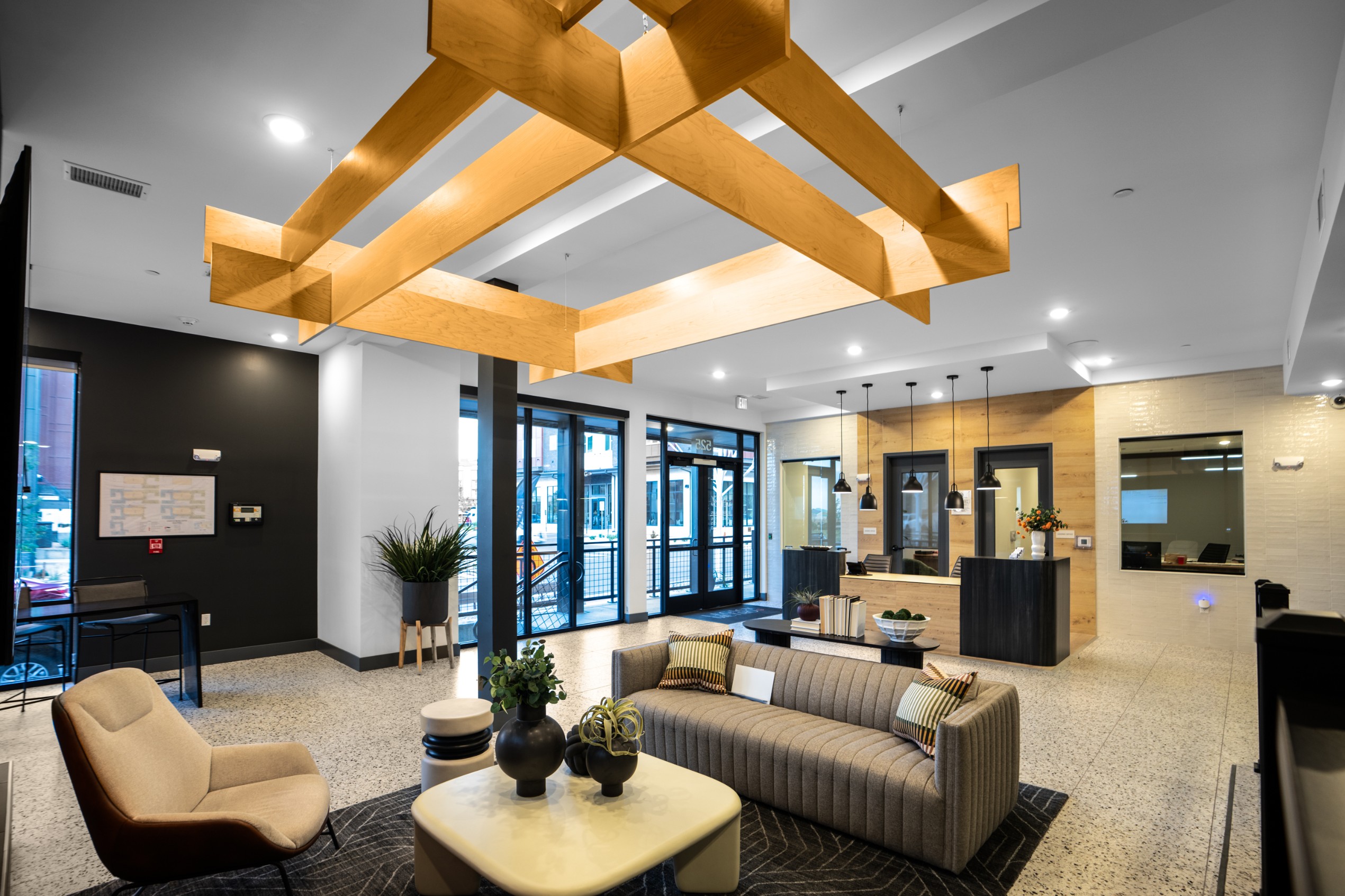 Front desk and lobby of Legacy Metro