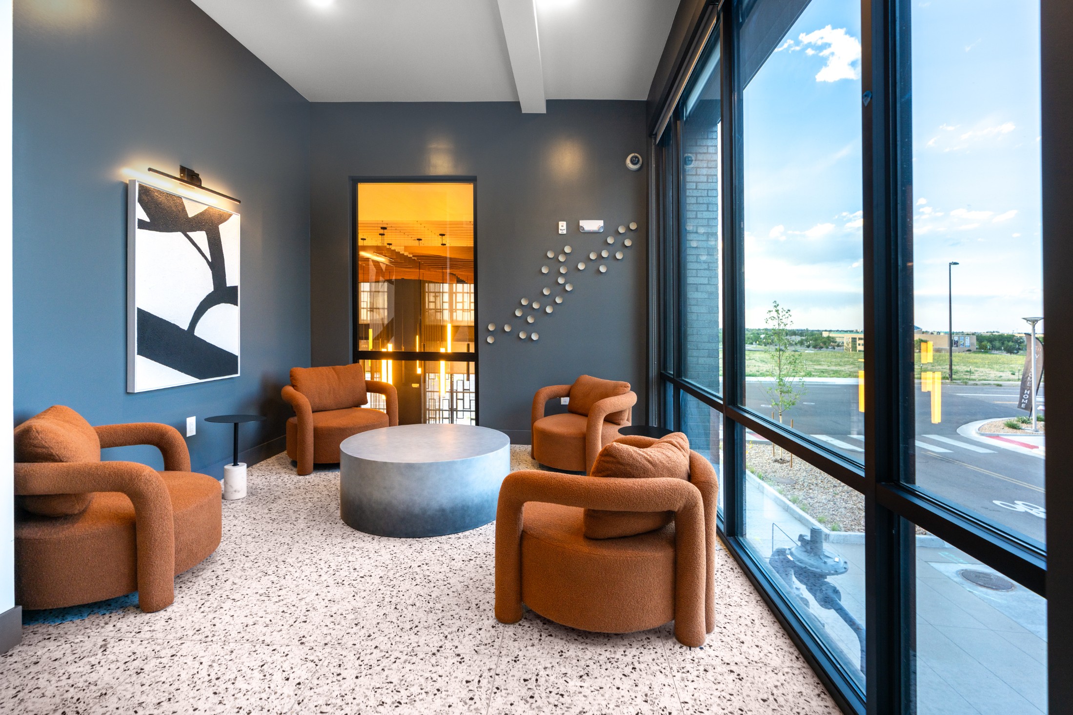 Meeting room with comfortable chairs at Legacy Metro