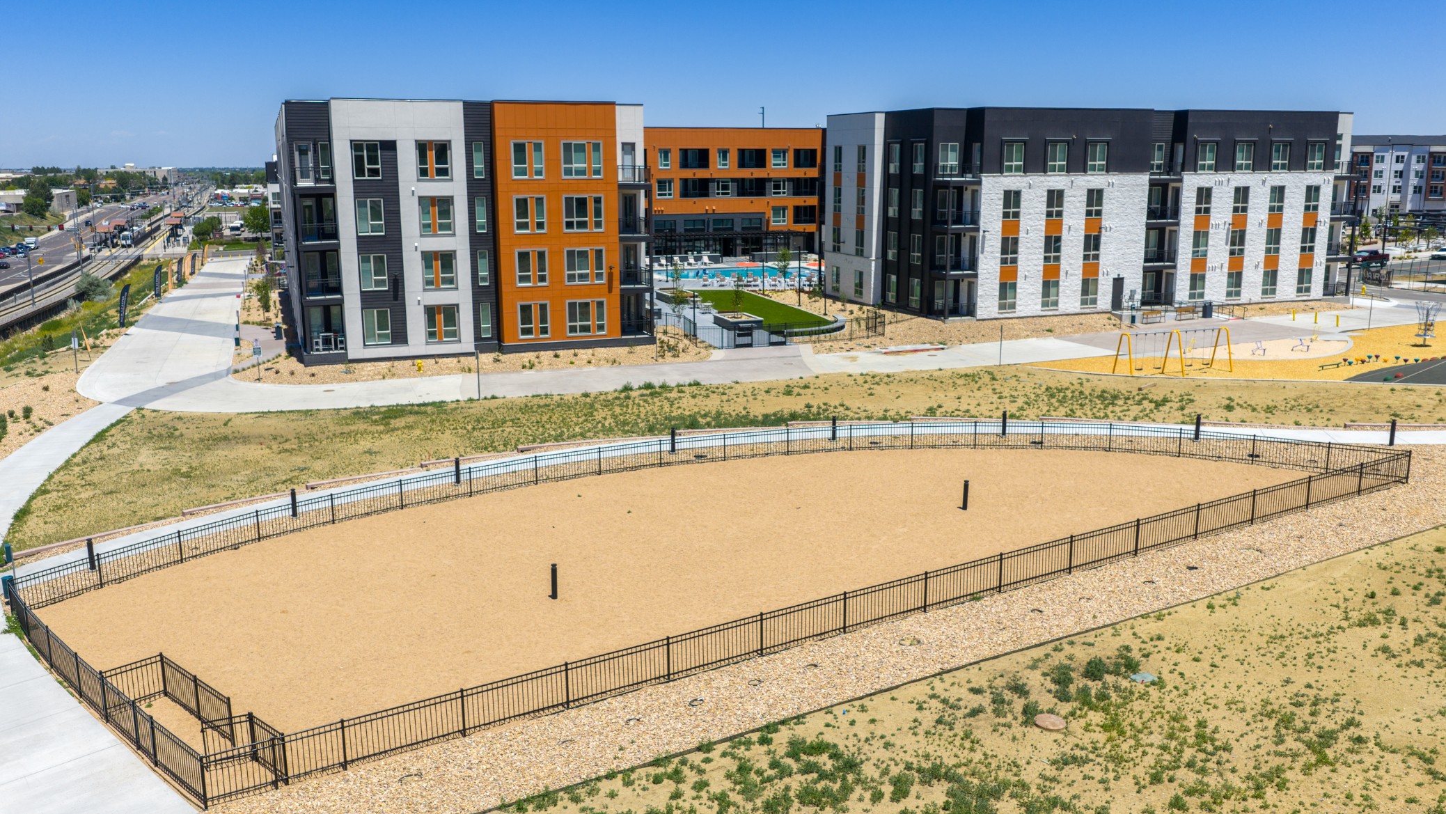 Fenced dog park at Legacy Metro