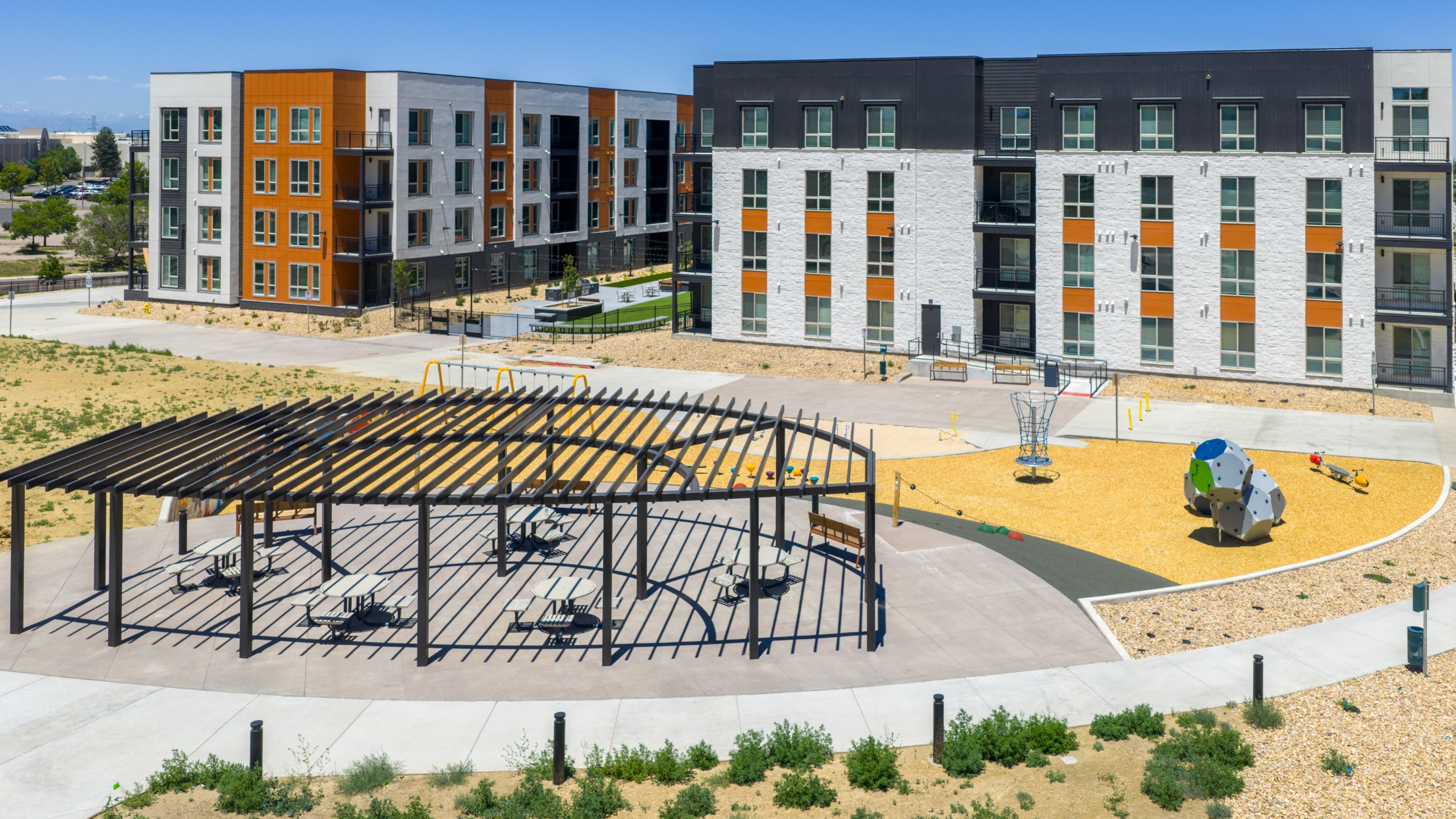 Covered picnic area and children's playground